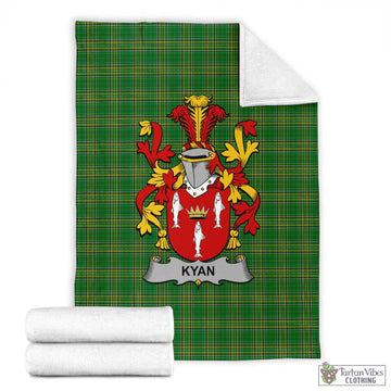 Tartan Vibes Clothing Kyan Irish Clan Tartan Blanket with Coat of Arms