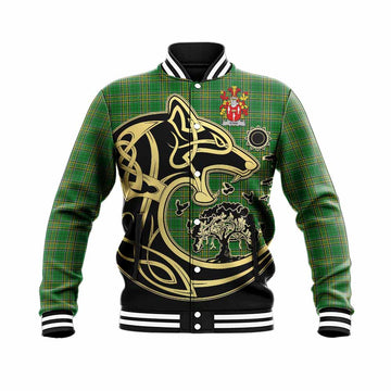 Kyan Irish Tartan Baseball Jacket with Coat of Arms Celtic Wolf Style Unisex - Tartan Vibes Clothing