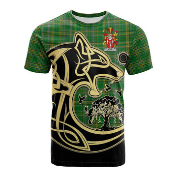 Kyan Irish Tartan Cotton T-shirt with Coat of Arms Celtic Wolf Style Kid's Shirt - Tartan Vibes Clothing