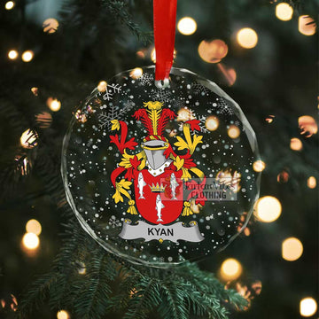 Kyan Irish Clan Christmas Glass Ornament with Coat of Arms - 2D-tartanvibesclothing