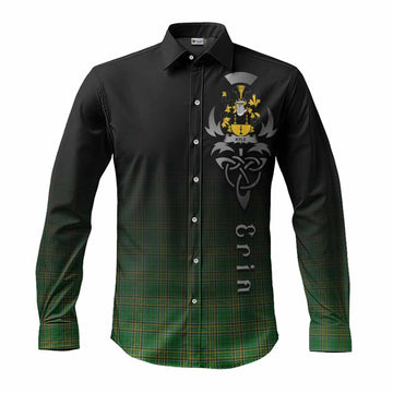 Kyle Irish Clan Long Sleeve Button Shirt with Coat of Arms Erin Go Bragh Celtic Inspired Men's Shirt S - Tartan Vibes Clothing