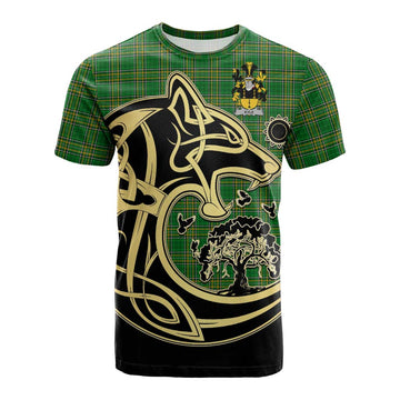 Kyle Irish Tartan Cotton T-shirt with Coat of Arms Celtic Wolf Style Kid's Shirt - Tartan Vibes Clothing
