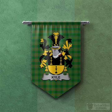 Tartan Vibes Clothing Kyle Irish Clan Tartan Gonfalon, Tartan Banner with Coat of Arms