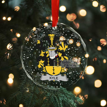 Kyle Irish Clan Christmas Glass Ornament with Coat of Arms - 2D-tartanvibesclothing