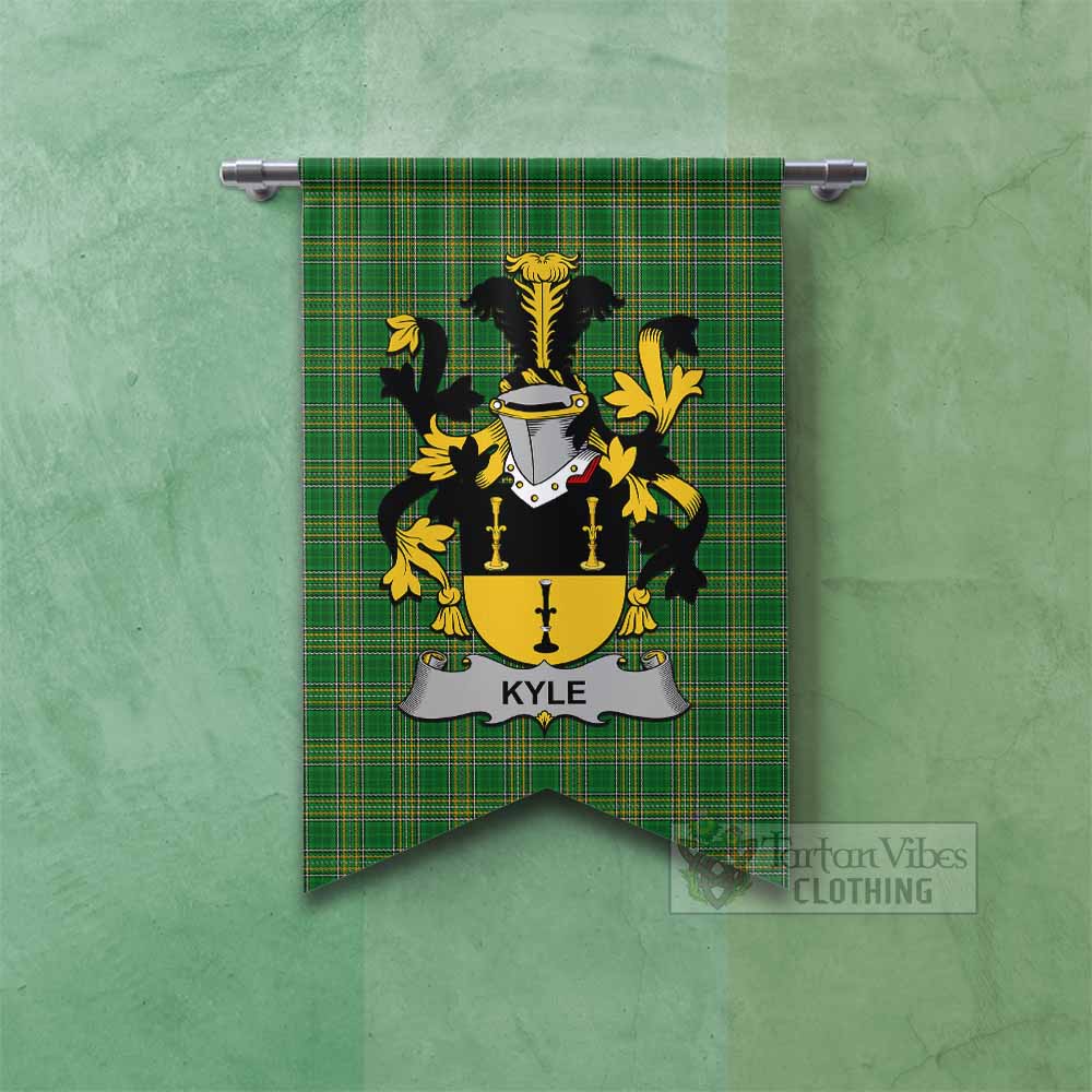Kyle Irish Clan Tartan Gonfalon, Tartan Banner with Coat of Arms Fishtail - Tartan Vibes Clothing