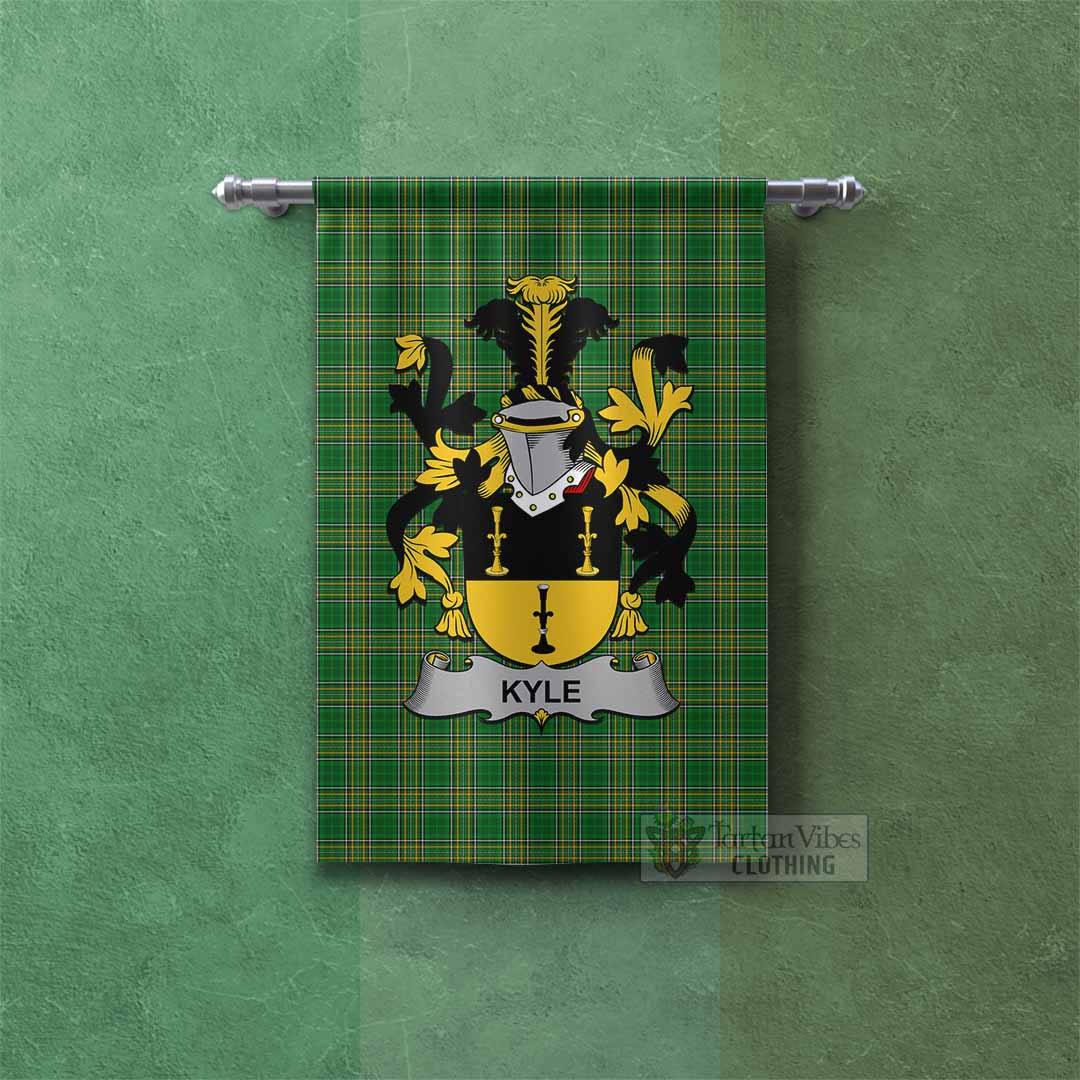 Kyle Irish Clan Tartan Gonfalon, Tartan Banner with Coat of Arms Rectangle - Tartan Vibes Clothing