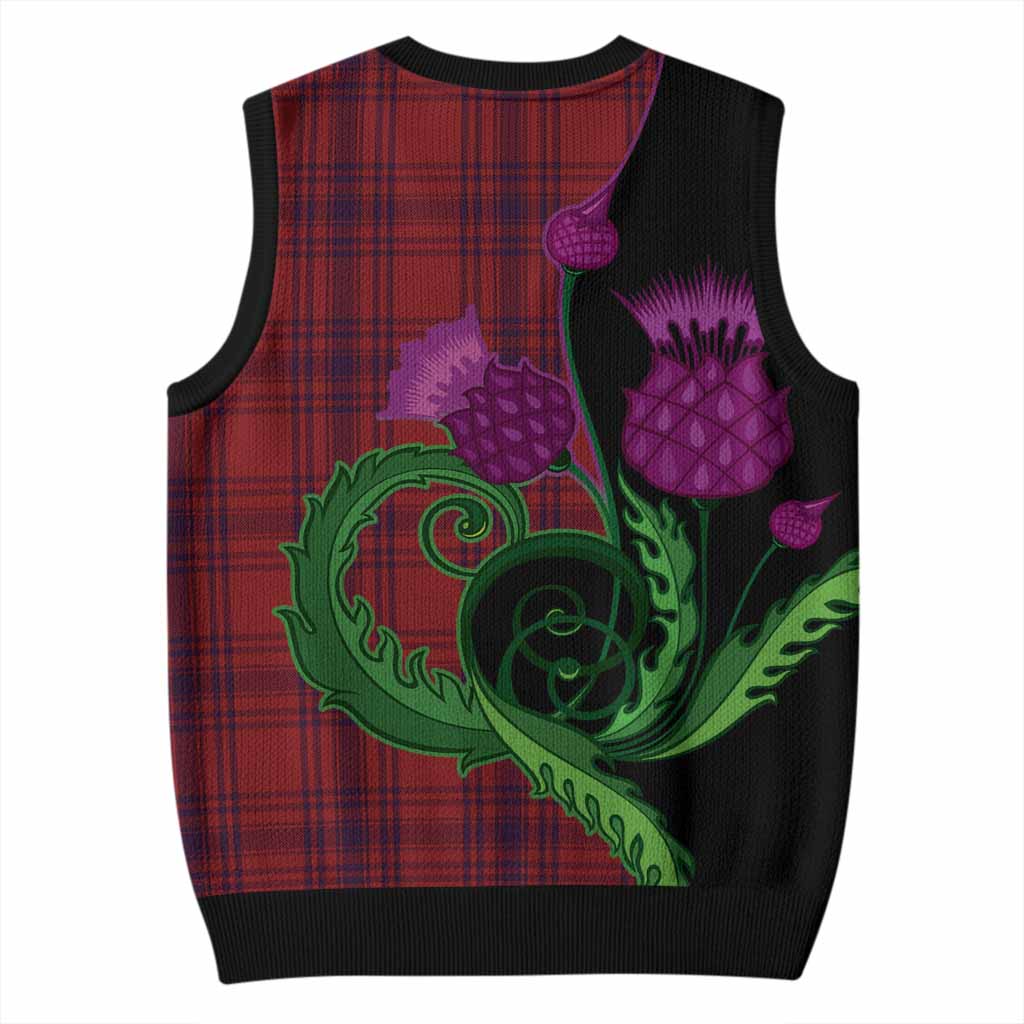 Kyle Tartan Knitted V-Neck Vest Traditional Scottish Thistle
