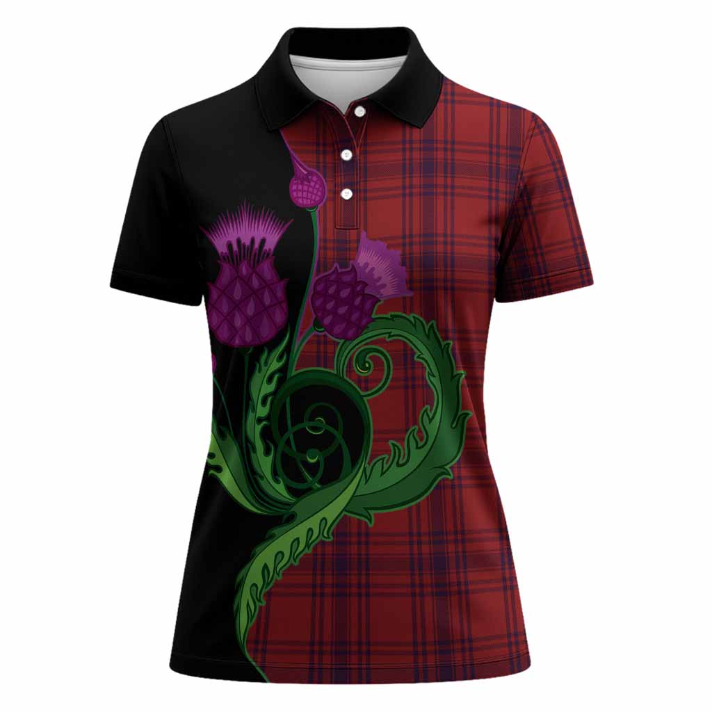 Kyle Tartan Women Polo Shirt Traditional Scottish Thistle