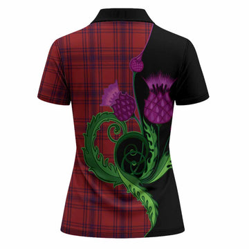 Kyle Tartan Women Polo Shirt Traditional Scottish Thistle