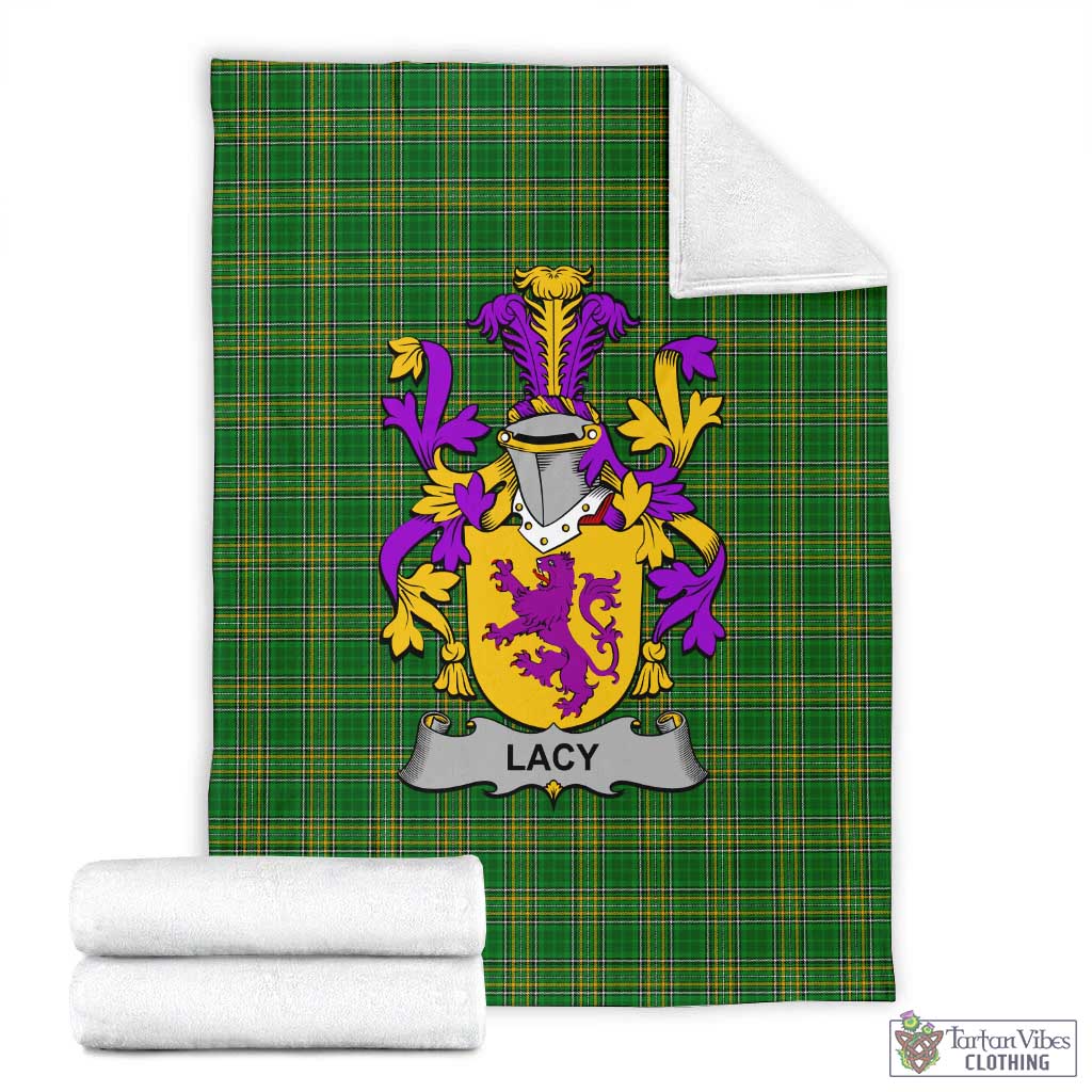 Lacy Irish Clan Tartan Blanket with Coat of Arms X-Large 59 x 79 inches 150 x 200 cm - Tartan Vibes Clothing