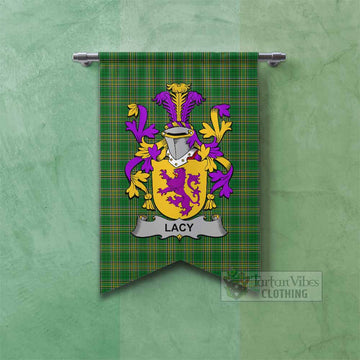 Lacy Irish Clan Tartan Gonfalon, Tartan Banner with Coat of Arms