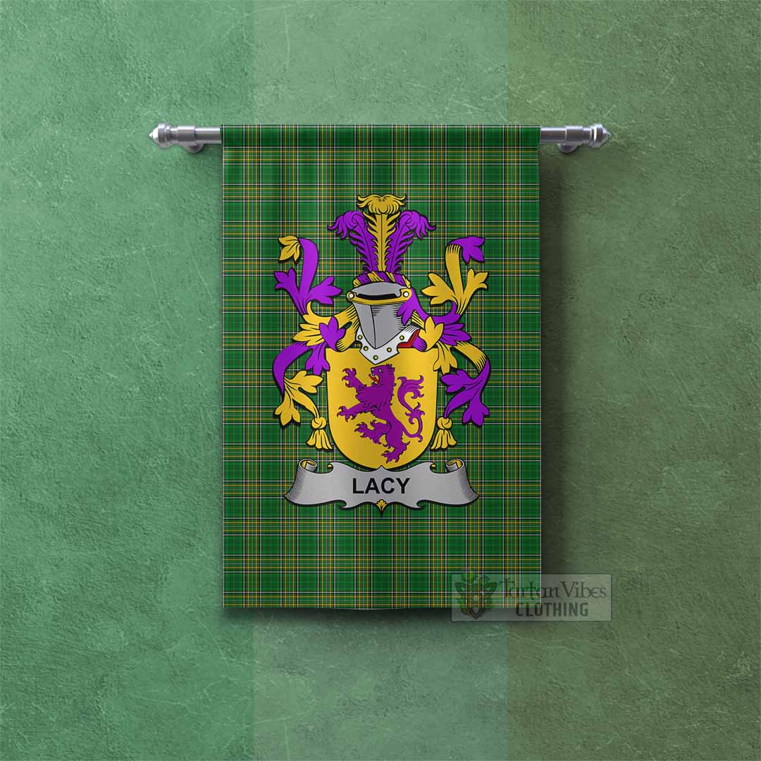Tartan Vibes Clothing Lacy Irish Clan Tartan Gonfalon, Tartan Banner with Coat of Arms