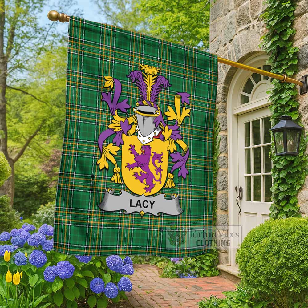 Lacy Irish Clan Tartan Flag with Coat of Arms