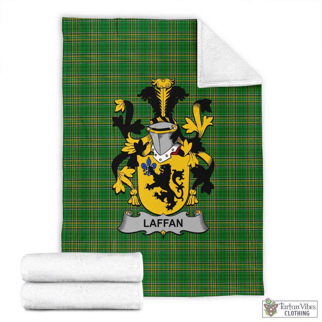 Tartan Vibes Clothing Laffan Irish Clan Tartan Blanket with Coat of Arms