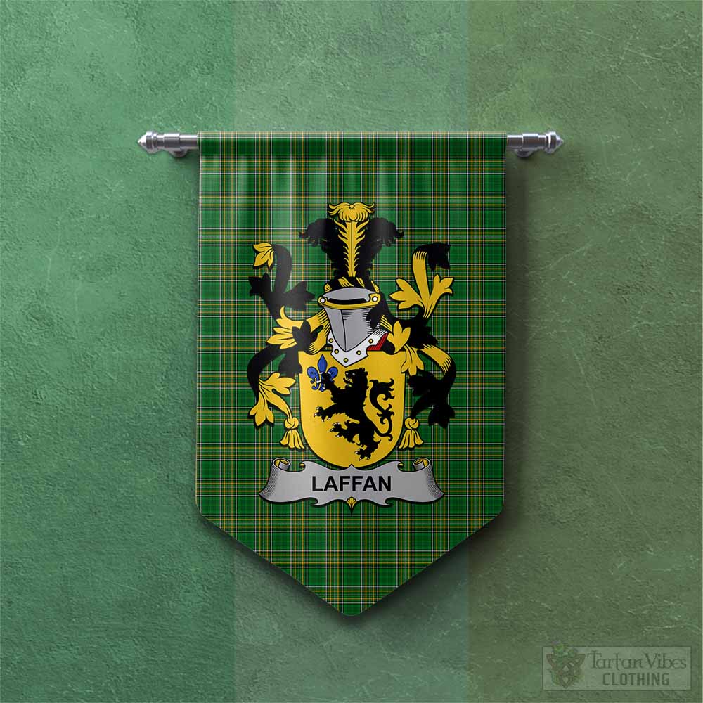 Tartan Vibes Clothing Laffan Irish Clan Tartan Gonfalon, Tartan Banner with Coat of Arms