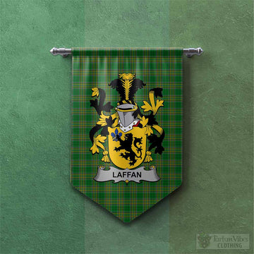 Laffan Irish Clan Tartan Gonfalon, Tartan Banner with Coat of Arms