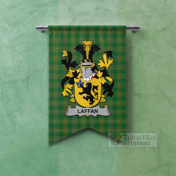Laffan Irish Clan Tartan Gonfalon, Tartan Banner with Coat of Arms