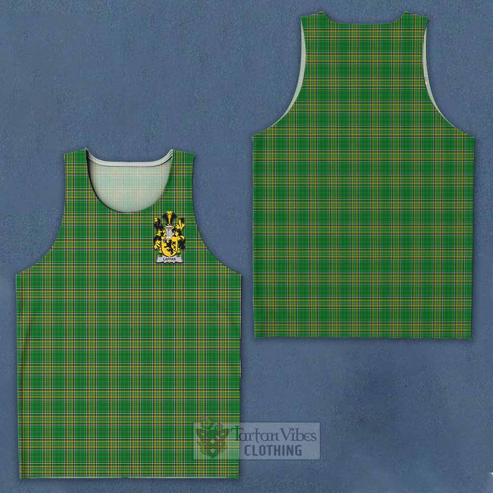 Tartan Vibes Clothing Laffan Irish Clan Tartan Men's Tank Top with Coat of Arms