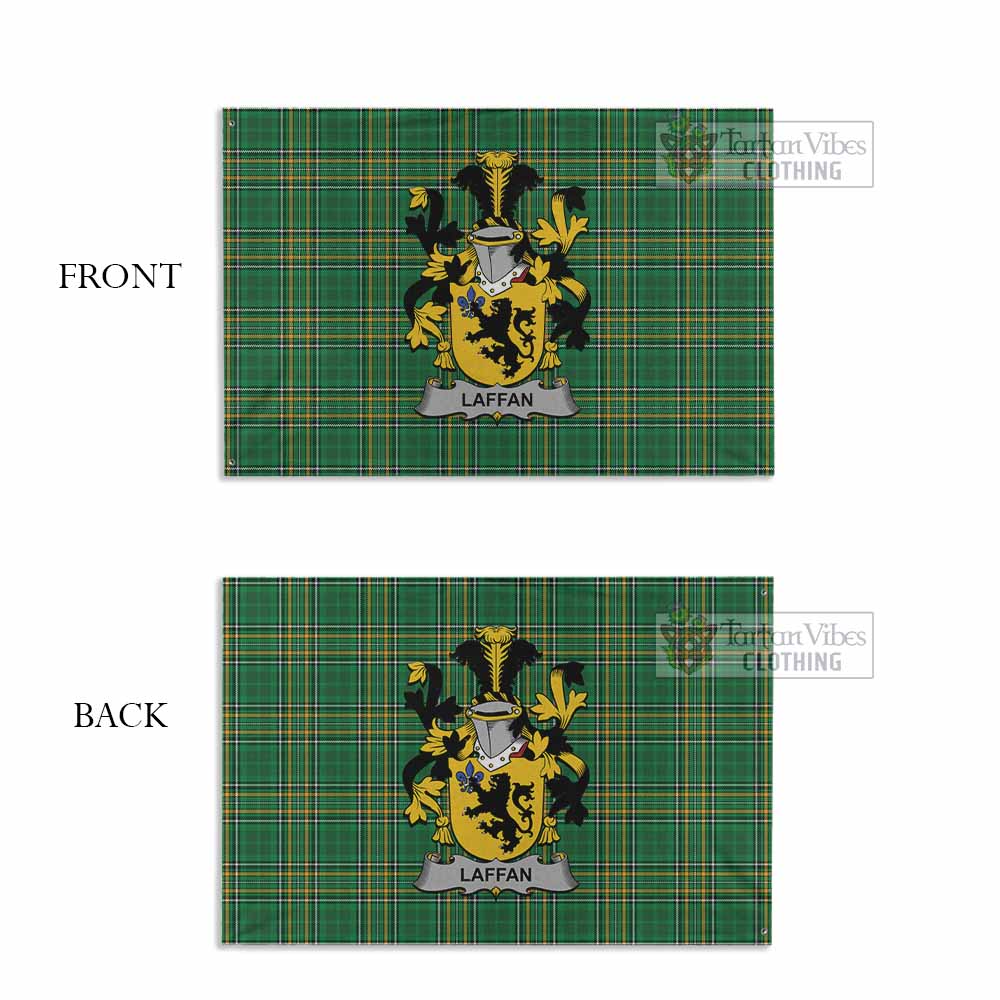 Tartan Vibes Clothing Laffan Irish Clan Tartan House Flag with Coat of Arms