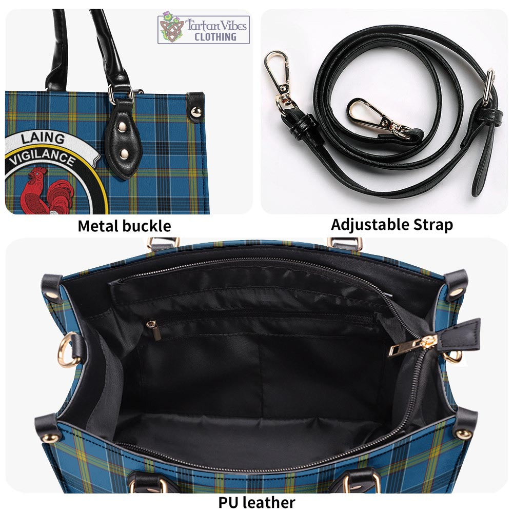 Laing Tartan Luxury Leather Handbags with Family Crest - Tartan Vibes Clothing