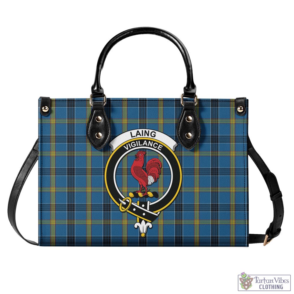 Laing Tartan Luxury Leather Handbags with Family Crest - Tartan Vibes Clothing