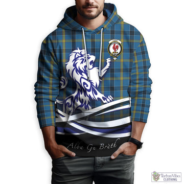 Laing Tartan Hoodie with Alba Gu Brath Regal Lion Emblem