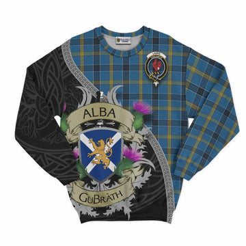 Laing Tartan Family Crest Sweatshirt Lion Rampant Royal Thistle Shield Celtic Inspired