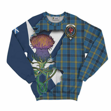 Tartan Vibes Clothing Laing Tartan Family Crest Sweatshirt Scottish Thistle Celtic Inspired