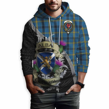 Tartan Vibes Clothing Laing Tartan Family Crest Hoodie Lion Rampant Royal Thistle Shield Celtic Inspired