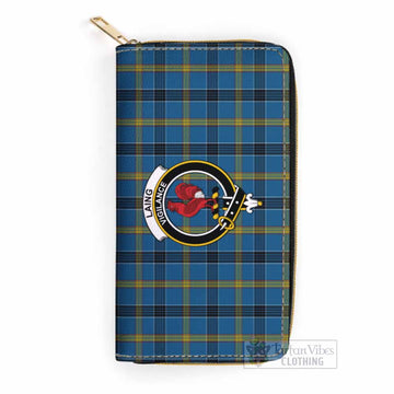 Laing Tartan Women's Leather Wallet with Family Crest