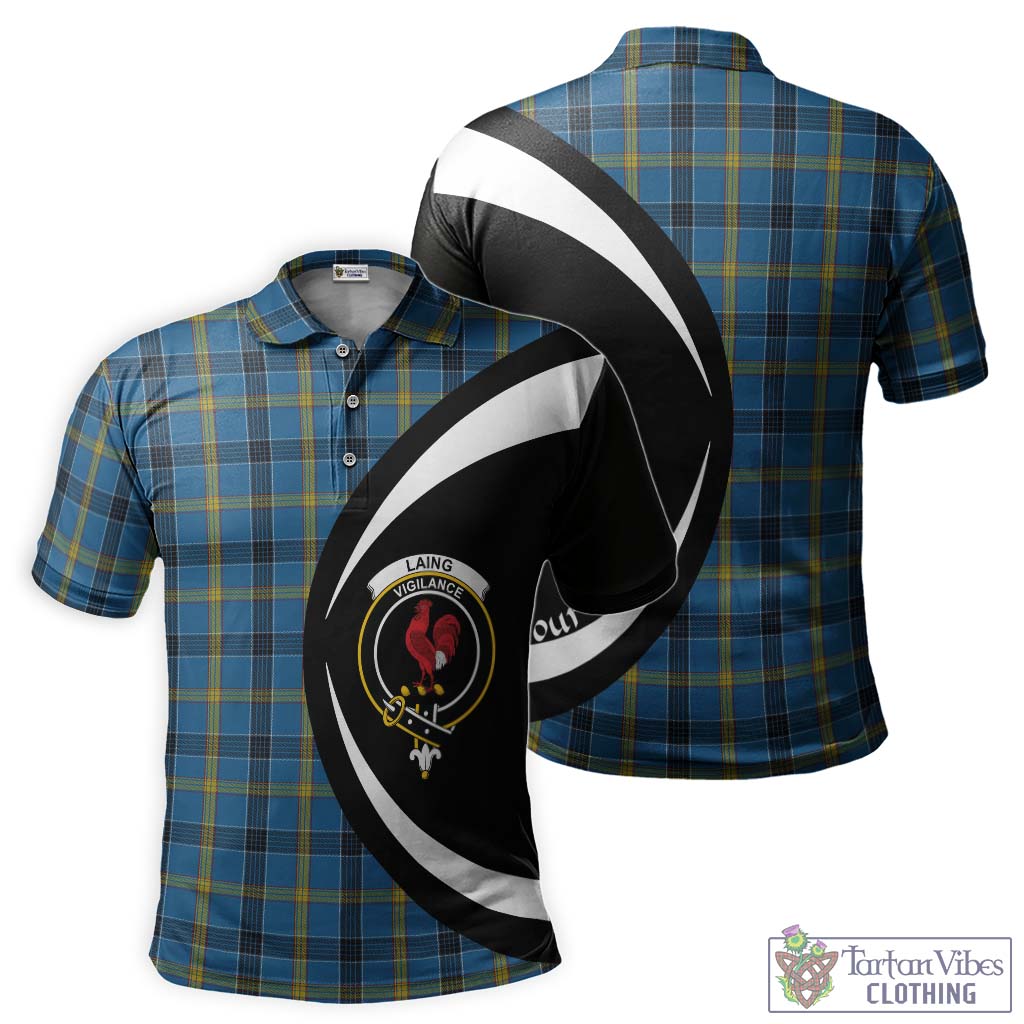 Laing Tartan Men's Polo Shirt with Family Crest Circle Style Kid - Tartan Vibes Clothing