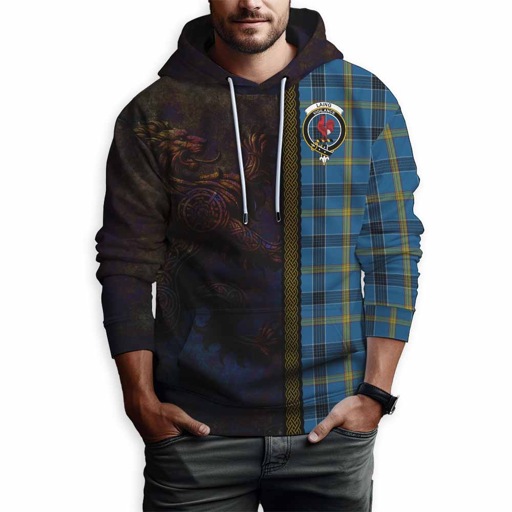 Tartan Vibes Clothing Laing Tartan Family Crest Hoodie Alba Gu Brath Be Brave Lion Ancient Style