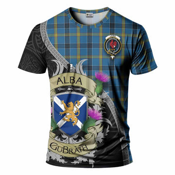 Tartan Vibes Clothing Laing Tartan Family Crest T-Shirt Lion Rampant Royal Thistle Shield Celtic Inspired