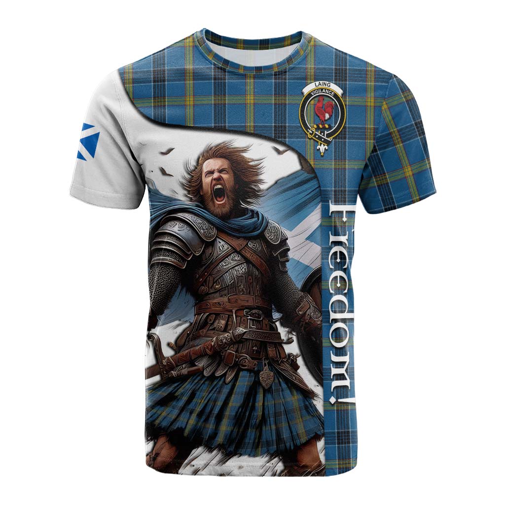 Tartan Vibes Clothing Laing Crest Tartan Cotton T-shirt Inspired by the Freedom of Scottish Warrior