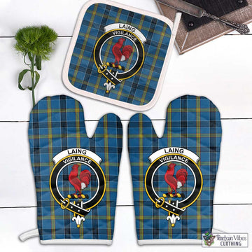 Laing Tartan Combo Oven Mitt & Pot-Holder with Family Crest Combo 1 Oven Mitt & 1 Pot-Holder White - Tartan Vibes Clothing