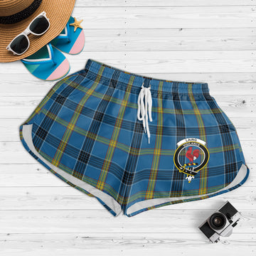 Laing Tartan Womens Shorts with Family Crest
