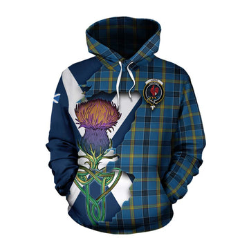 Tartan Vibes Clothing Laing Tartan Family Crest Cotton Hoodie Scottish Thistle Celtic Inspired