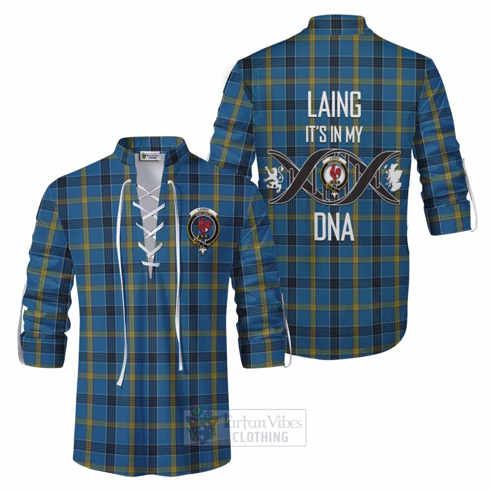 Tartan Vibes Clothing Laing Tartan Ghillie Kilt Shirt with Family Crest DNA In Me Style