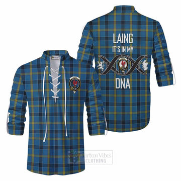 Tartan Vibes Clothing Laing Tartan Ghillie Kilt Shirt with Family Crest DNA In Me Style