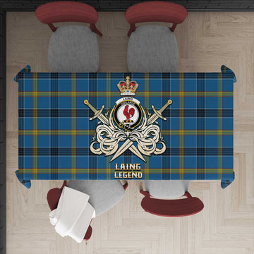 Tartan Vibes Clothing Laing Tartan Tablecloth with Clan Crest and the Golden Sword of Courageous Legacy