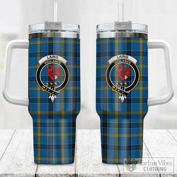 Tartan Vibes Clothing Laing Tartan and Family Crest Tumbler with Handle