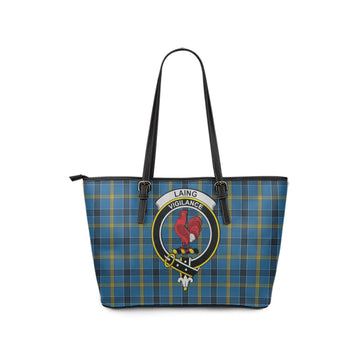 Laing Tartan Leather Tote Bag with Family Crest