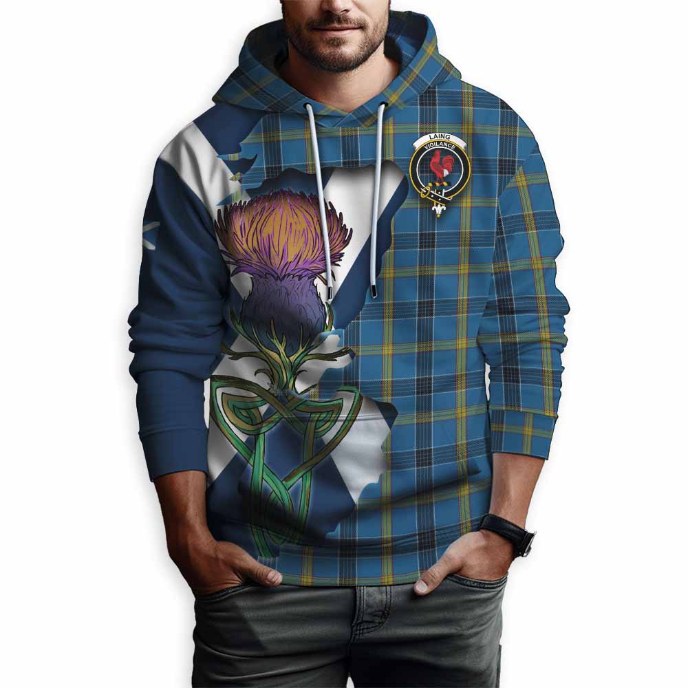 Tartan Vibes Clothing Laing Tartan Family Crest Hoodie Scottish Thistle Celtic Inspired