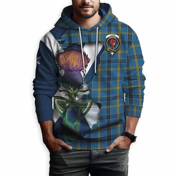 Tartan Vibes Clothing Laing Tartan Family Crest Hoodie Scottish Thistle Celtic Inspired
