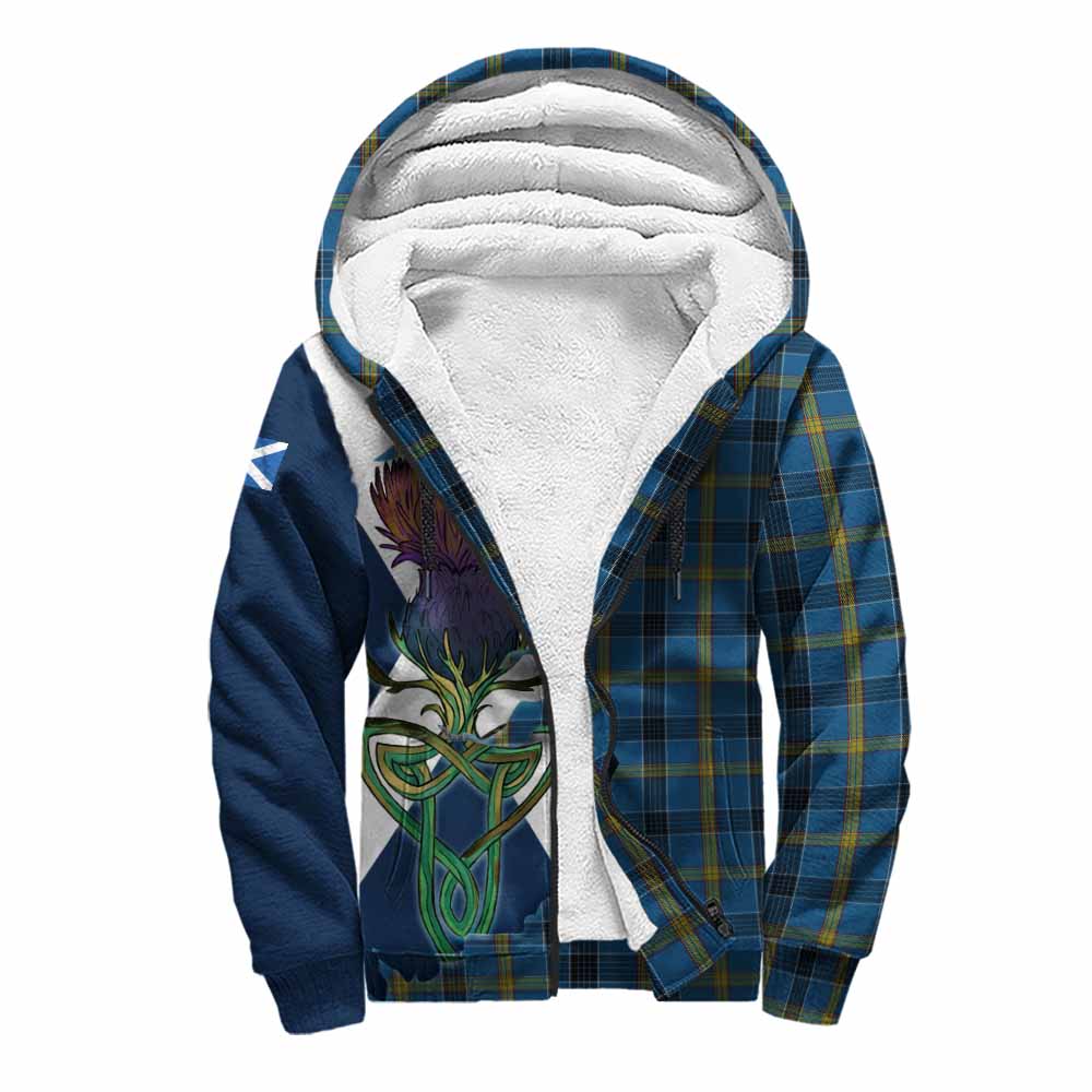 Tartan Vibes Clothing Laing Tartan Family Crest Sherpa Hoodie Scottish Thistle Celtic Inspired