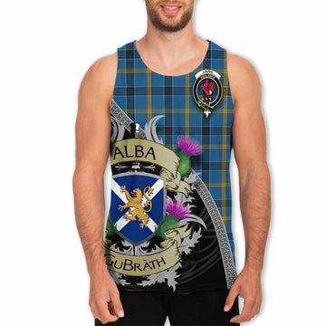 Tartan Vibes Clothing Laing Tartan Family Crest Men's Tank Top Lion Rampant Royal Thistle Shield Celtic Inspired
