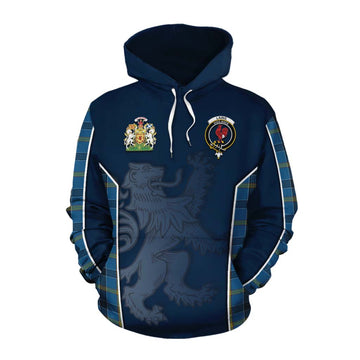 Tartan Vibes Clothing Laing Tartan Cotton Hoodie with Family Crest and Lion Rampant Vibes Sport Style