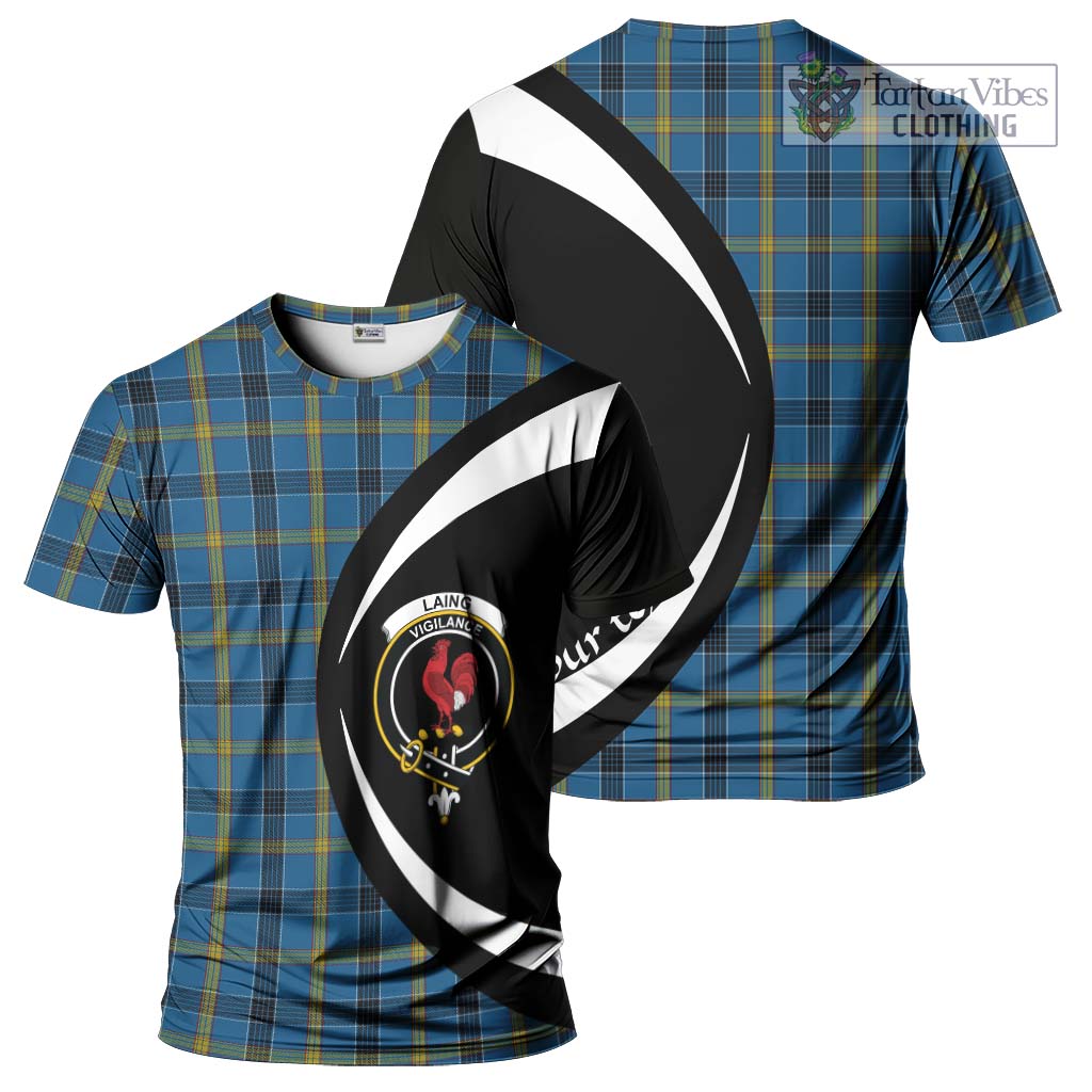 Tartan Vibes Clothing Laing Tartan T-Shirt with Family Crest Circle Style