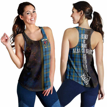 Tartan Vibes Clothing Laing Tartan Family Crest Women's Racerback Tanks Alba Gu Brath Be Brave Lion Ancient Style