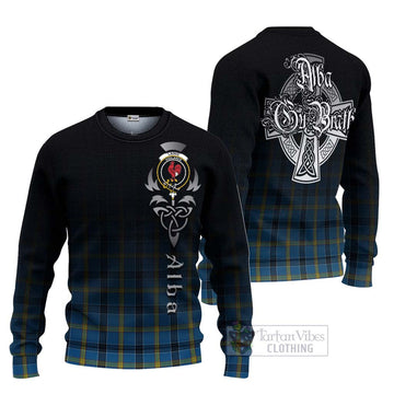 Tartan Vibes Clothing Laing Tartan Knitted Sweater Featuring Alba Gu Brath Family Crest Celtic Inspired